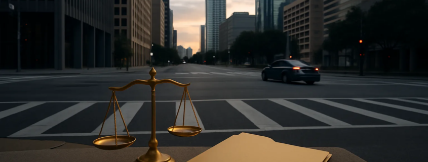 Peatón atropellado por conductor sin seguro en Houston: escena urbana y revisión legal