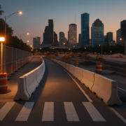 Peatón atropellado en obras en Houston: barreras y ruta peatonal temporal
