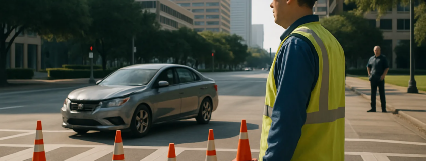 Peatón atropellado mientras trabajaba en Houston junto a una escena urbana preservada