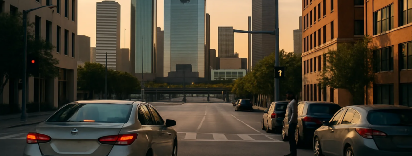 Peatón apareció de repente en Houston: visibilidad entre vehículos estacionados