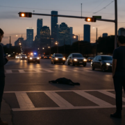 Atropello con fuga en Houston: peatón junto a una intersección urbana