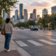 Escena de cruce peatonal en Houston que representa el trauma emocional tras un atropello